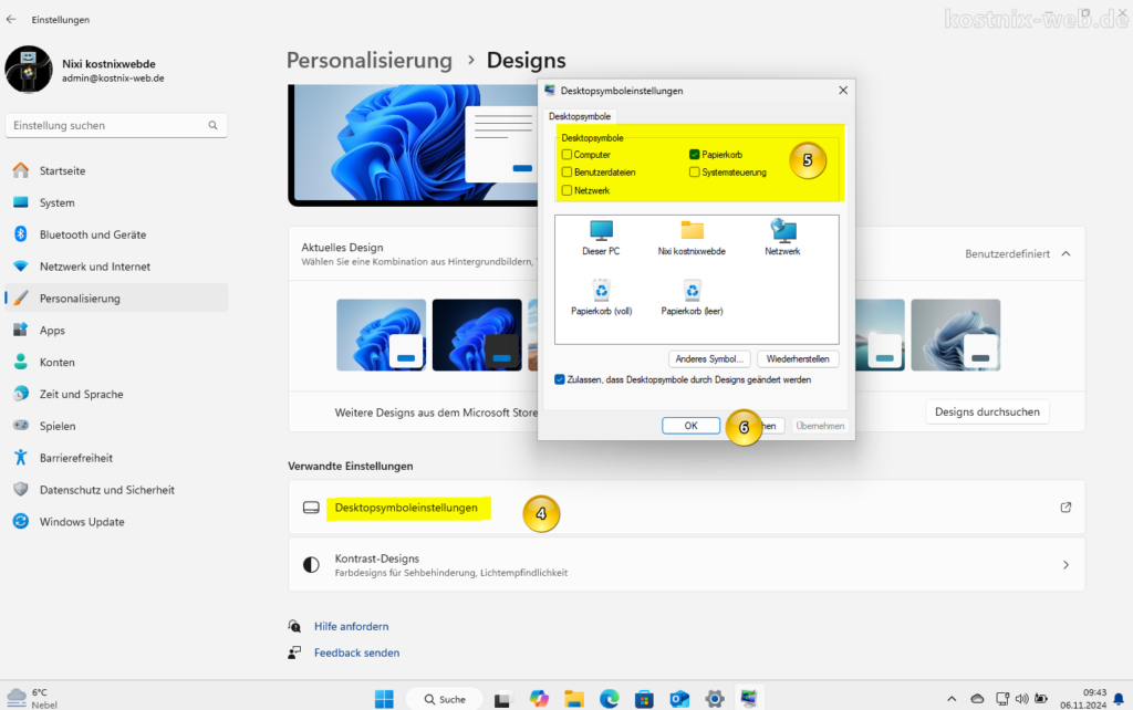 Desktopsymbole anzeigen über Systemeinstellungen (Bild 2)