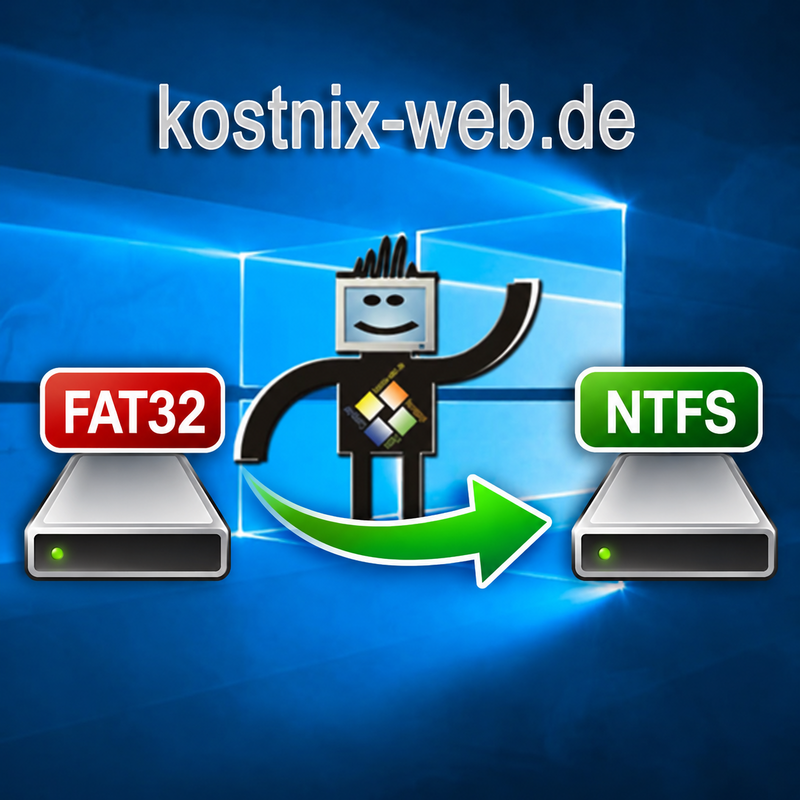 FAT32 in NTFS konvertieren mit convert – ohne Formatieren