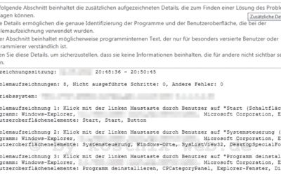 Windows-Probleme identifizieren und aufzeichnen „PSR“