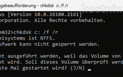 Festplatte prüfen mit „chkdsk“