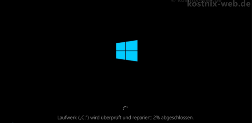 cmd, Befehl chkdsk /f /r, Überprüfung nach Neustart