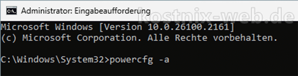 CMD-Befehl powercfg -a