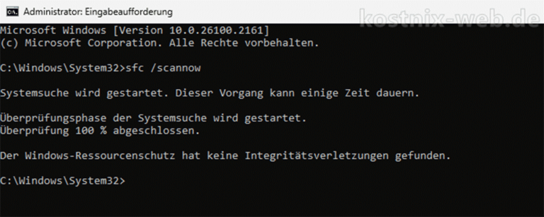 sfc /scannow Ergebnis