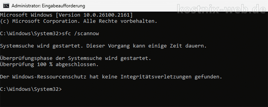 Systemdateien überprüfen „sfc /scannow“