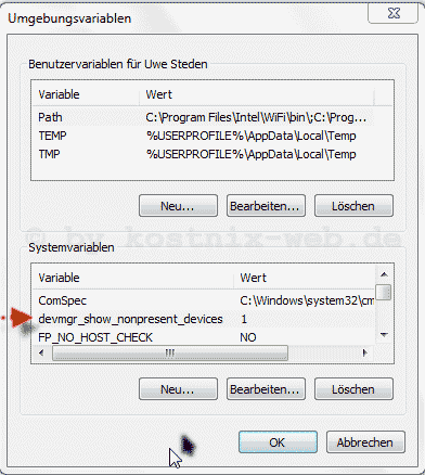 Neue Systemvariable eingerichtet