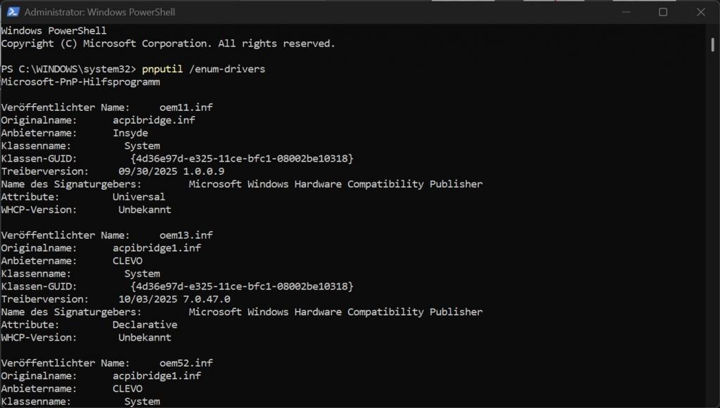 pnputil /enum-drivers
