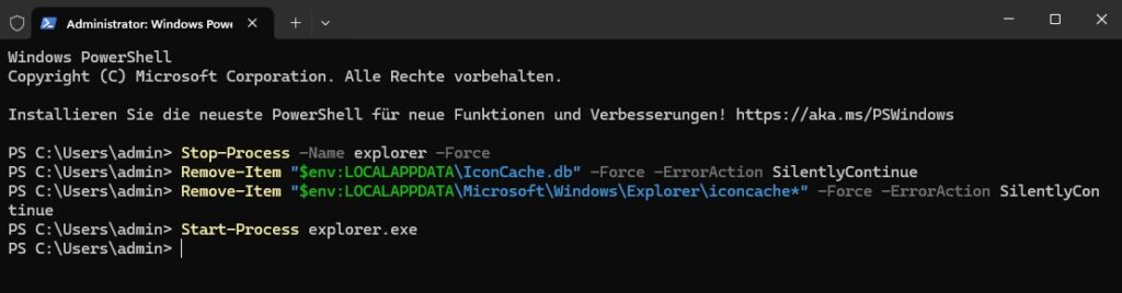 Icon Cache mit PowerShell löschen