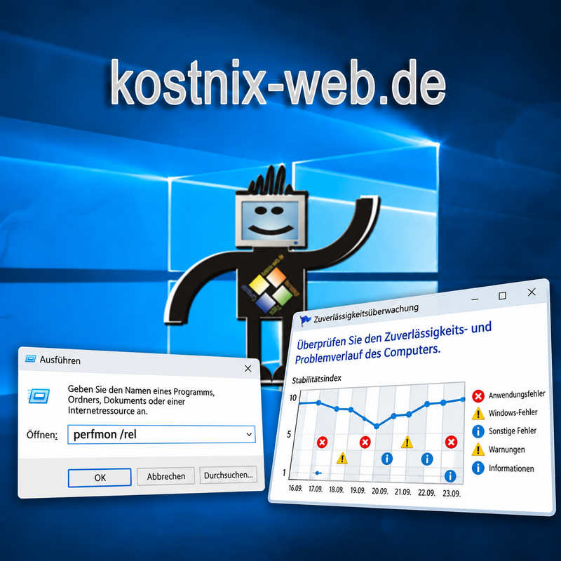Windows-Zuverlässigkeitsverlauf öffnen und Fehler erkennen