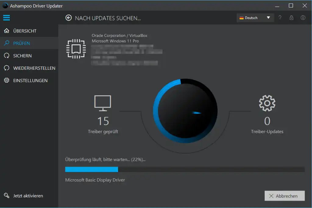 Ashampoo® Driver Updater - Scan nach neuen Treibern