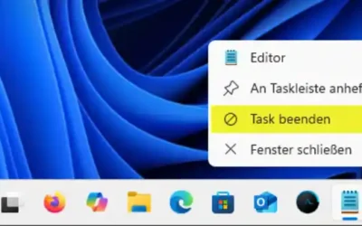Hängende Programme schnell beenden mit „Task beenden“-Schaltfläche