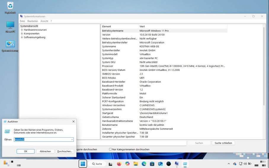 Windows Programmfenster msinfo32