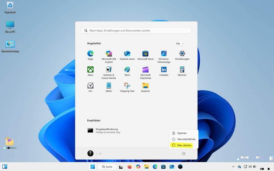 Computer neu starten