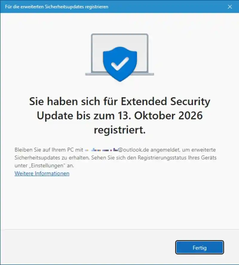 Registrierungsbestätigung ESU
