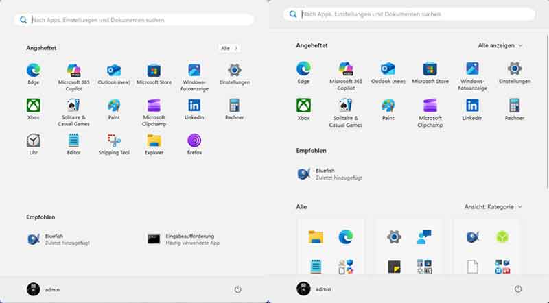 Neues Startmenü mit ViVeTool freigeschaltet