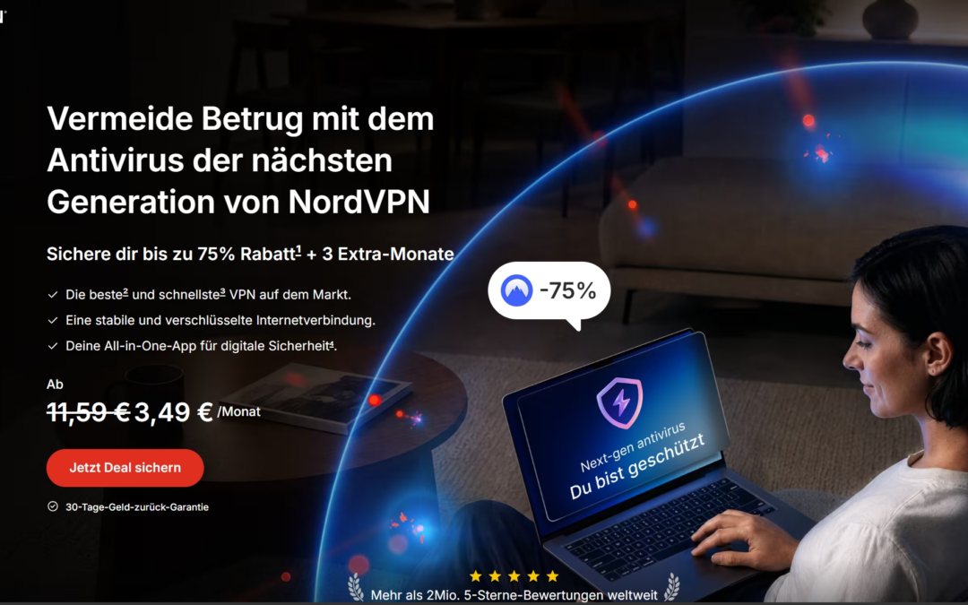 NordVPN – bis zu 75 % Rabatt + 3 Extra-Monate