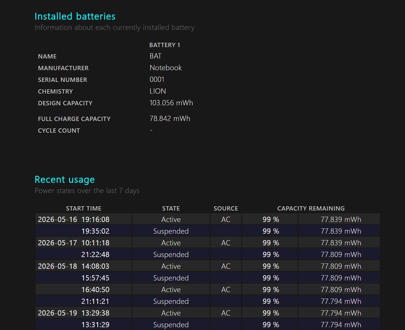 battery-report-installed batteries-recent usage battery-report-installed batteries-recent usage