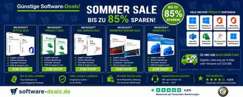 Sommer-Sale 2026 bei software-dealz.de: Microsoft-Software mit bis zu 85 % Rabatt sichern