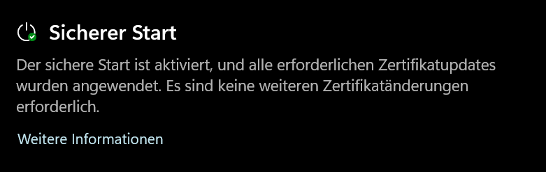 Windows-Sicherheit → Gerätesicherheit → Sicherer Start