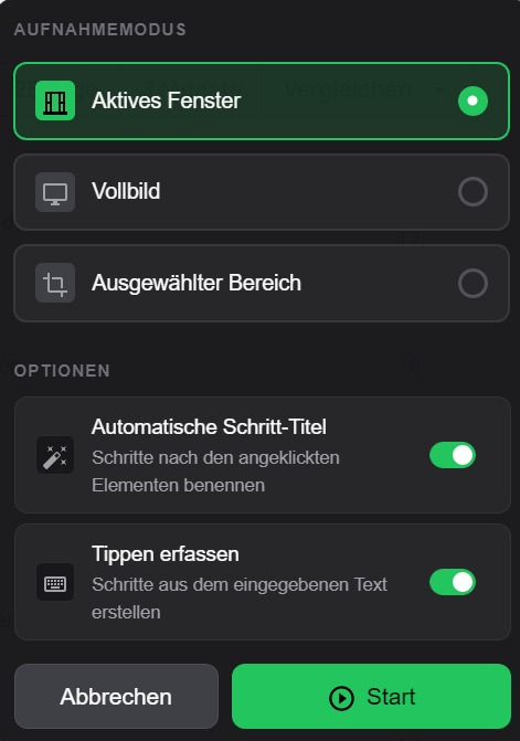 Folge Aufnahmemodus