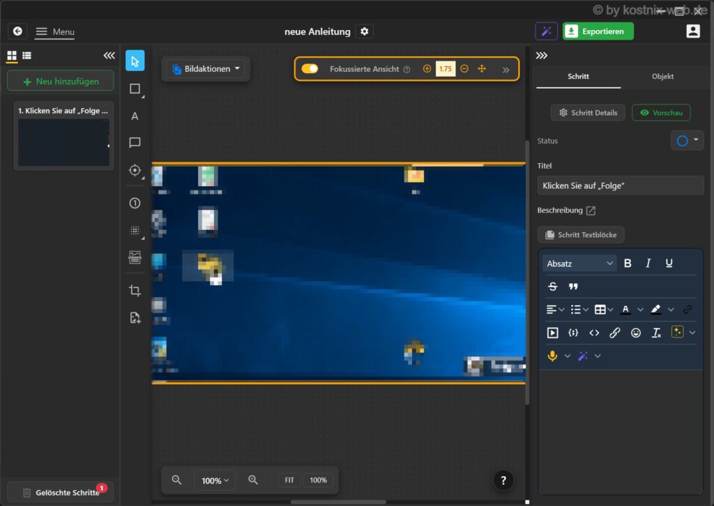 Folge Programmfenster Bearbeiten