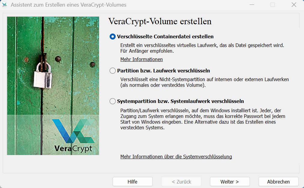 VeraCrypt-Volume erstellen