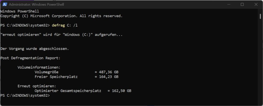 defrag C: /l