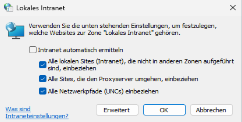 Alle Netzwerkpfade (UNCs) einbeziehen