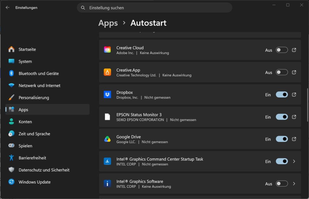 Autostart-Programme in den Windows-11-Einstellungen aktivieren und deaktivieren