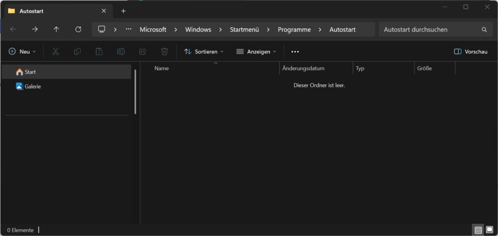 Persönlicher Autostartordner unter Windows 11 im Datei-Explorer geöffnet